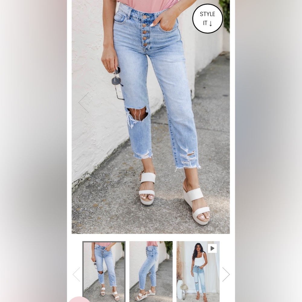 LUCY DISTRESSED GIRLFRIEND MEDIUM WASH JEANS size 9